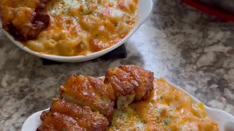 Hot honey tenders with mac and cheese