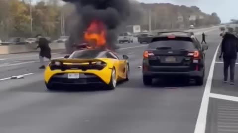 Lamborghini caught fire and blast like bomb