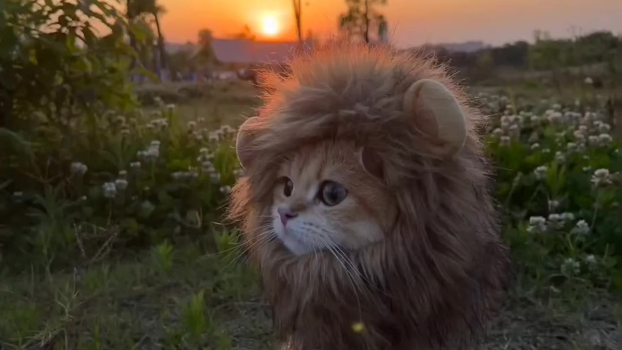 πΈπ¦"Roaring Cuteness: My Cat Wearing a Lion Mask Steals the Show"πΊπ