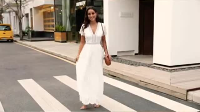 Women V Neck Plus Size Wedding Dress|| Evening Party Maxi Dress