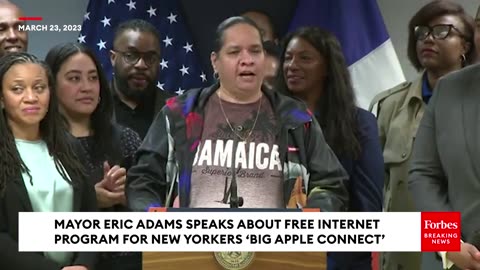 New York Mayor Eric Adams Touts Program To Provide New Yorkers With Free Internet