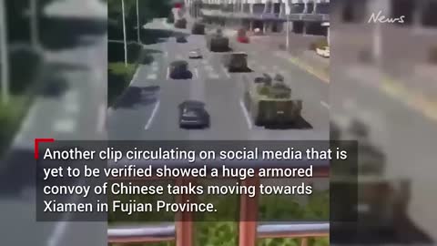 Chilling footage: China sends tank convoys to Taiwan's doorstep over US visit