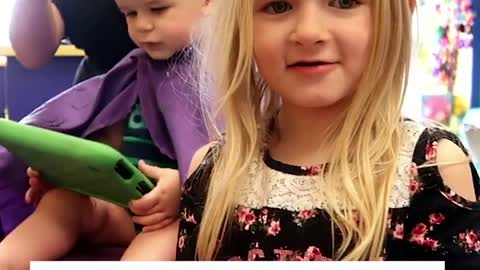 Sister doesn't want her baby brother to get a haircut for the cutest reason