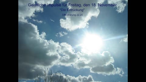 Geistliche Impulse für Freitag, den 18. November