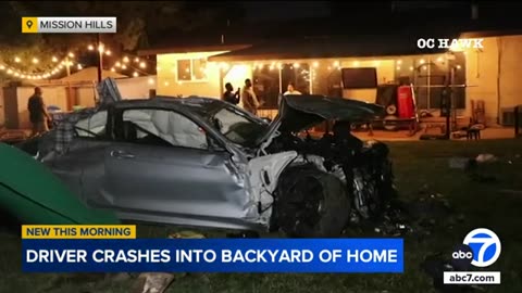 Driver crashes off 118 Fwy, lands in backyard of Mission Hills home