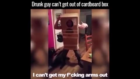 DRUNK GUY GETS STUCK IN BOX