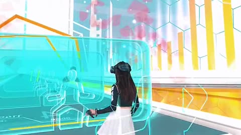 CUTE GIRL DANCES ON VR GAME