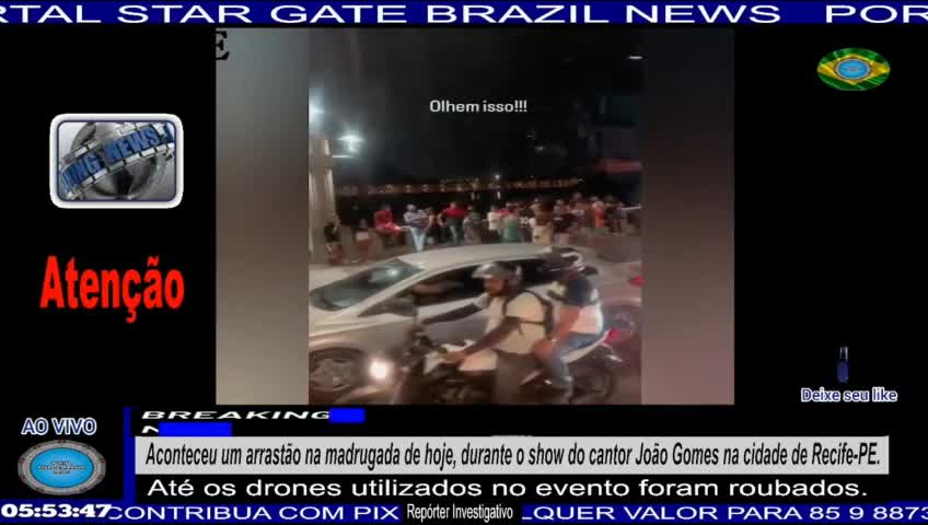 Um arrastão na madrugada de hoje, durante o show do cantor João Gomes na cidade de Recife-PE.