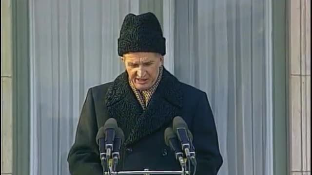 December 21st, 1989, Romania’s communist dictator Nicolae Ceausescu holds a speech in Bucharest