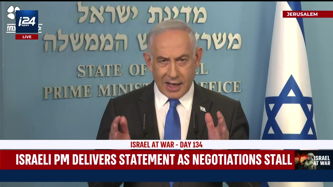 PM Netanyahu delivers a statement after Hamas suspended negotiations