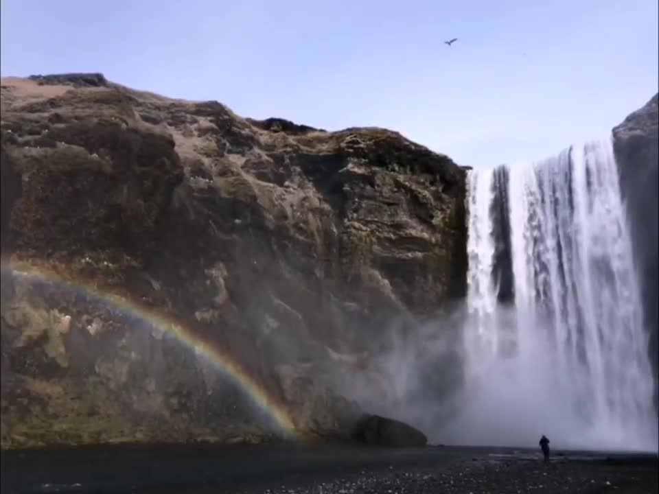 high mountains and flowing water