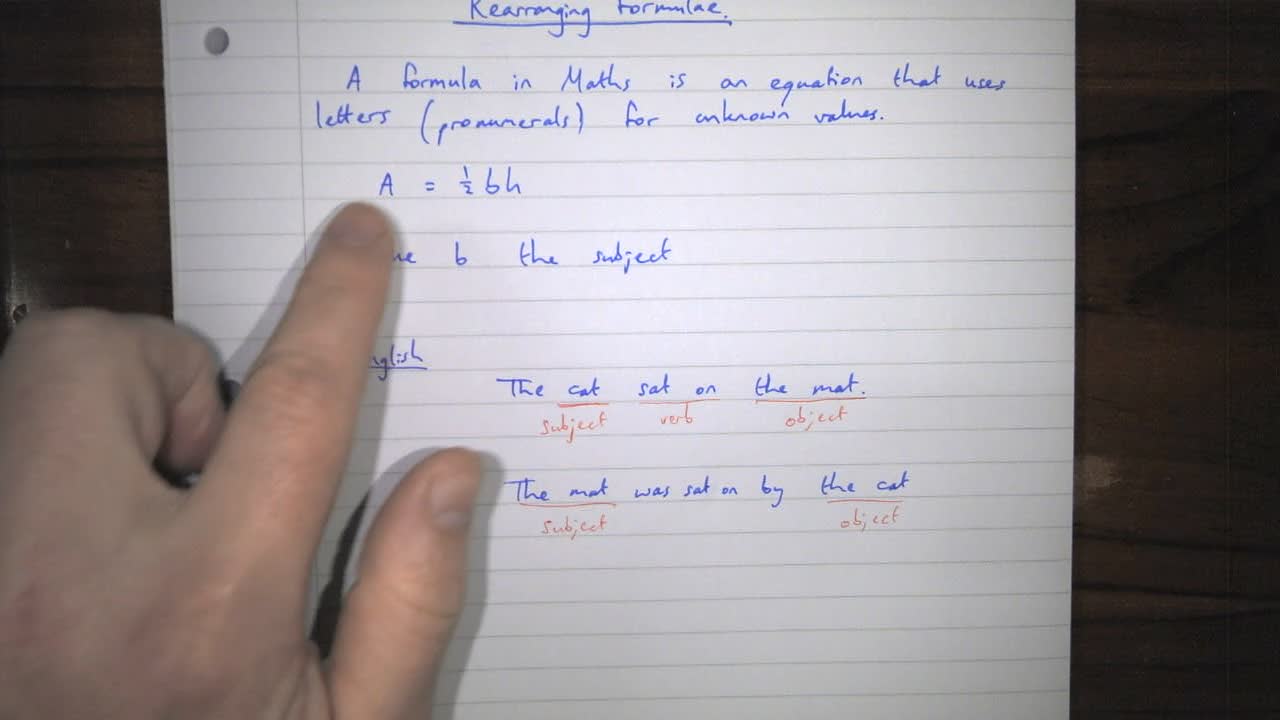 Algebra 04 - Rearranging Formulae