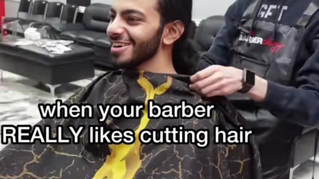 when your barber REALLY likes cutting hair