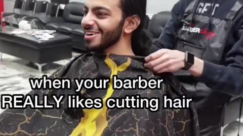 when your barber REALLY likes cutting hair