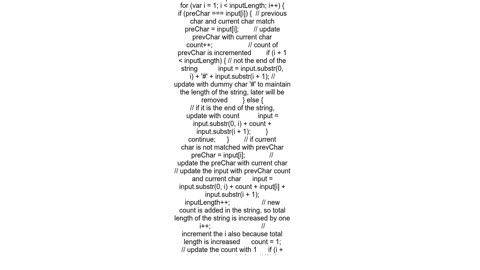 In place string manipulation for character count