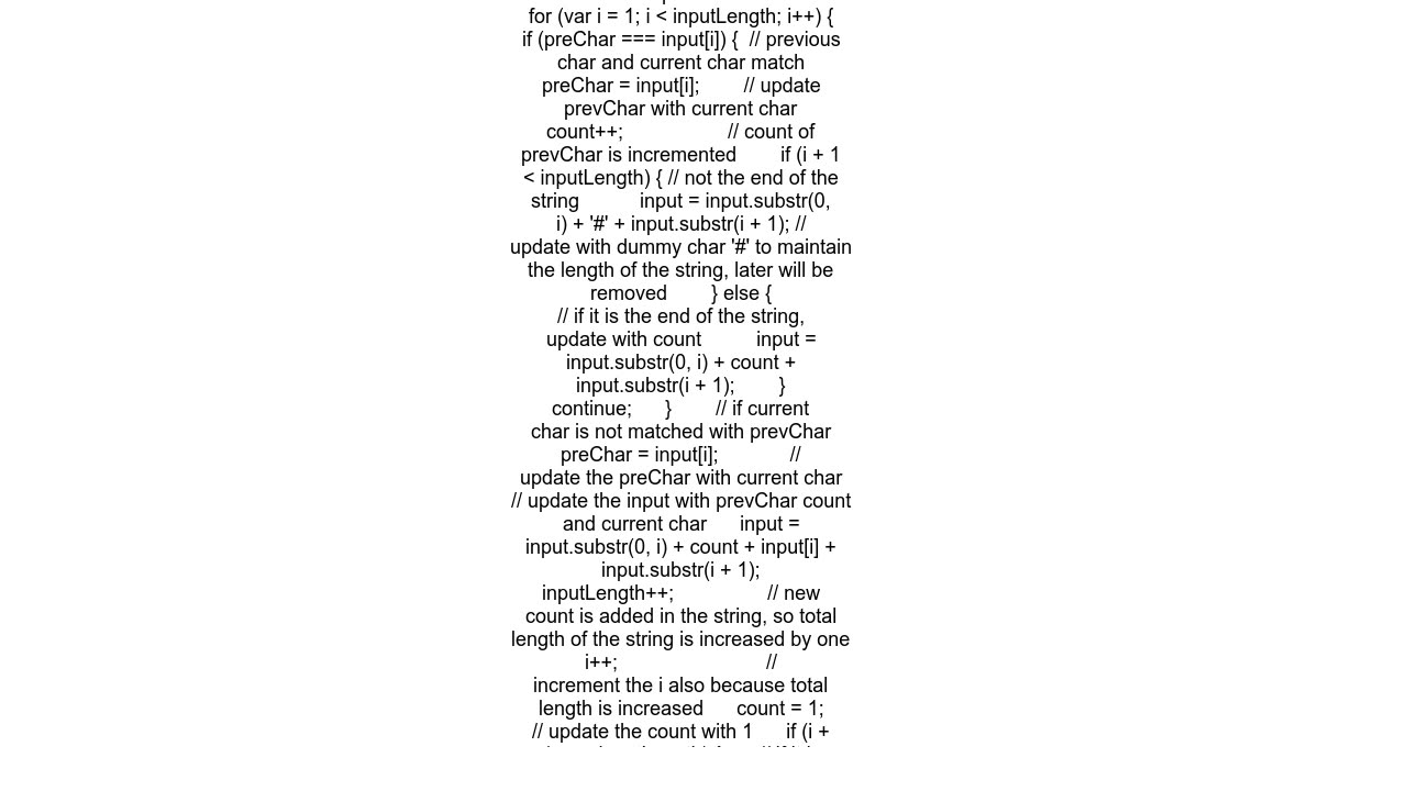 In place string manipulation for character count