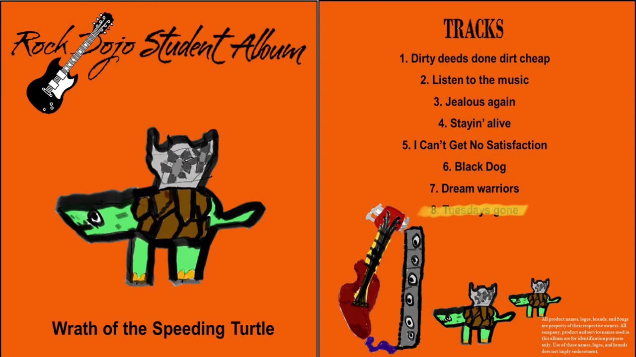 Rock Dojo Student Album #18 “speeding turtle”: Tuesdays gone (Lynyrd Skynyrd cover) Track 8