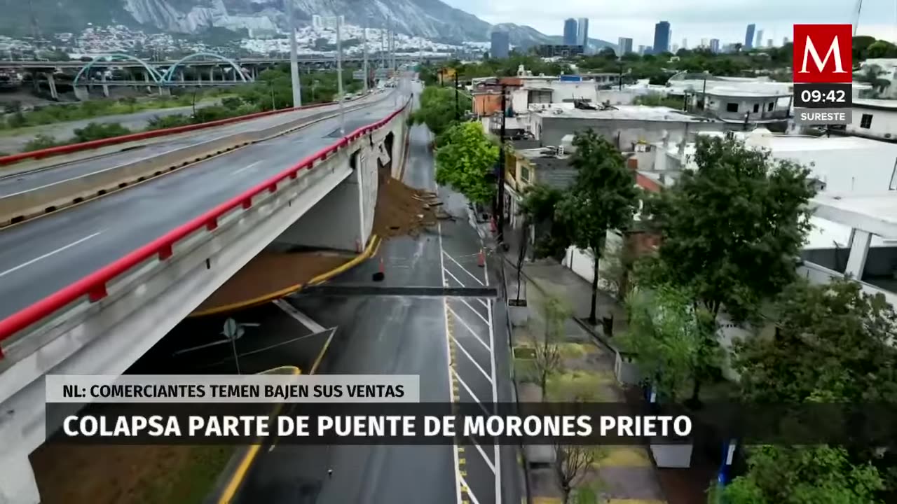 Colapsa parte alta de puente de Morones Prieto en San Pedro, NL