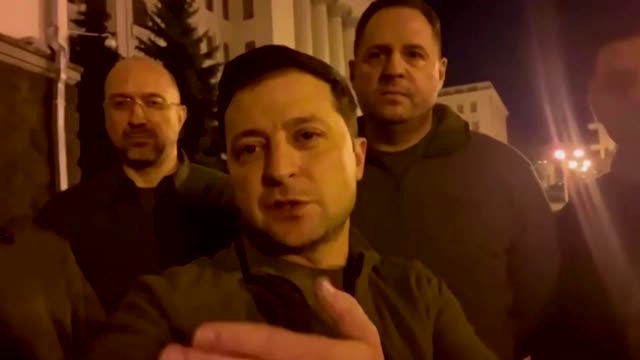 'We are here' -defiant Zelenskiy on the streets of Kyiv