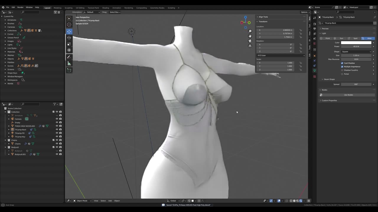 [Timelapse] Chains Bodysuit modeling for Zinpia