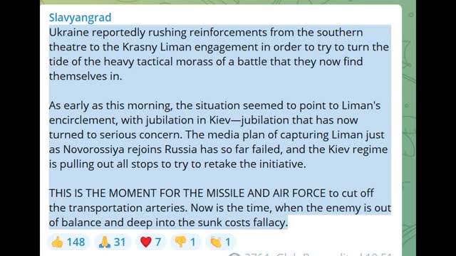 Krasnyi Liman: "THIS IS THE MOMENT FOR THE MISSILE AND AIR FORCE"