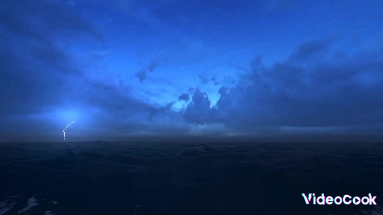 storm on the high seas with sound of thunder and lightning