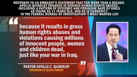 Pastor Quiboloy statement at the US Embassy.