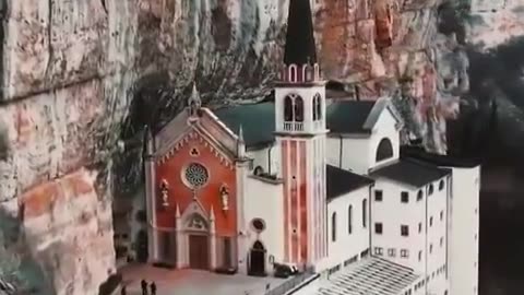 Facinating church made on the rock of Monte Baldo in Italy
