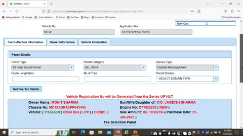 NEW VIHECALE REGISTRATION FEDING FOR RTO