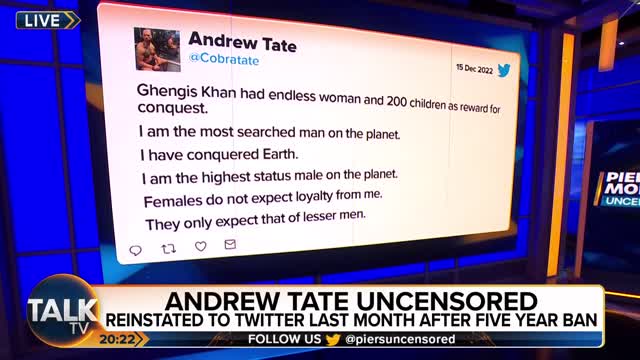 New Andrew Tate on Piers Morgan Podcast