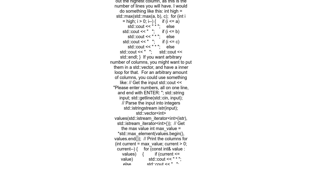 How to print a vertical histogram in C++