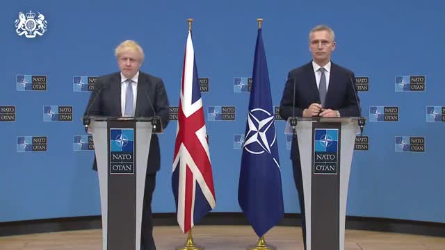 UK PM Boris Johnson Visits NATO Headquarters As Russia Threat To Ukraine Looms