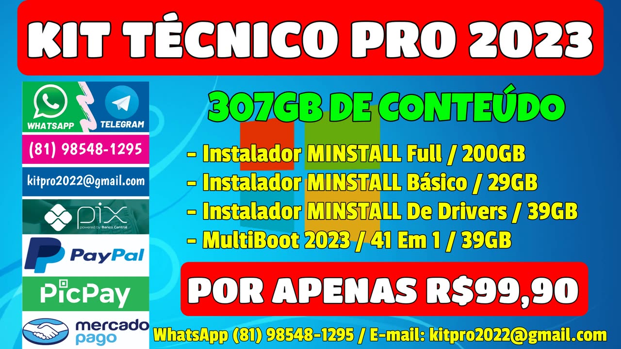 NOVO! KIT TÉCNICO DE FORMATAÇÃO E PÓS FORMATAÇÃO 2023 / 307GB DE CONTEÚDO / MINSTALL FULL