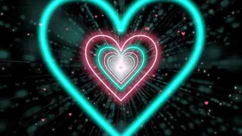 013. Heart Tunnel💙💖Heart Background Neon Heart Background Video