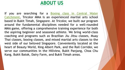 If you are searching for a Boxing class in Central Water Catchment