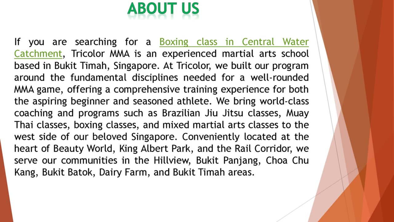 If you are searching for a Boxing class in Central Water Catchment