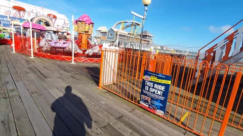 31 October 2022 Walking on Clacton On Sea Essex pier on Halloween Day