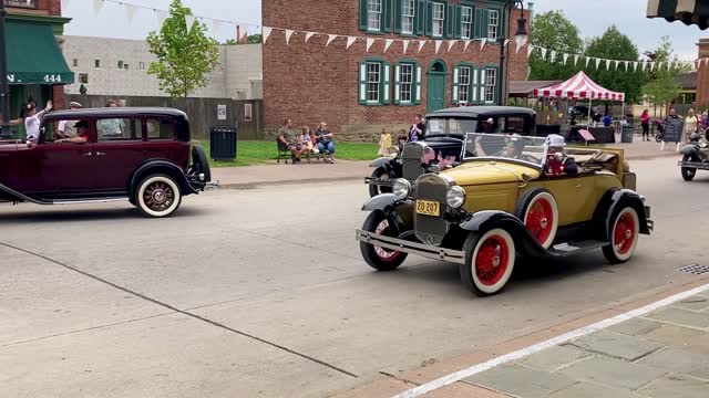 Vintage Cars Parade in Town