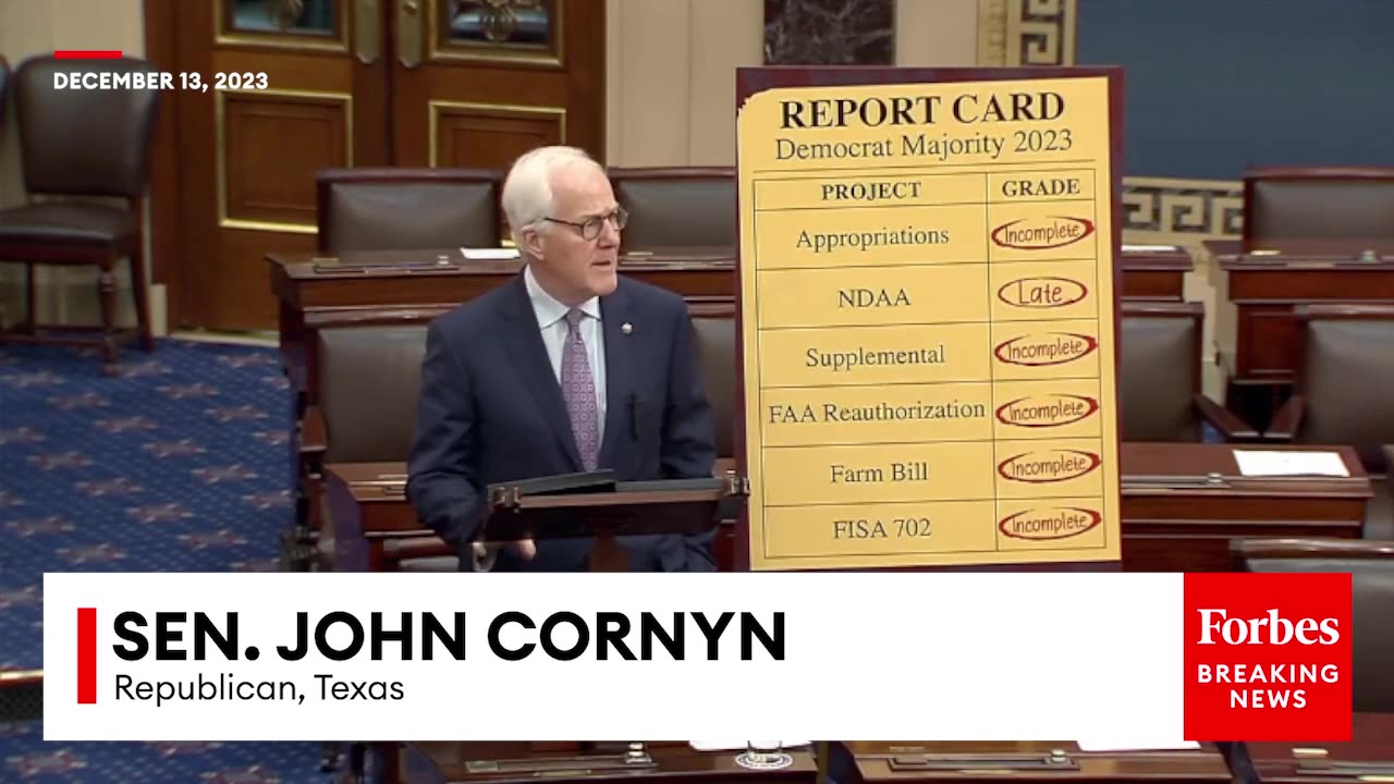 MUST WATCH- John Cornyn Gives Harsh Evaluation Of Senate Democrat Majority With Brutal 'Report Card'