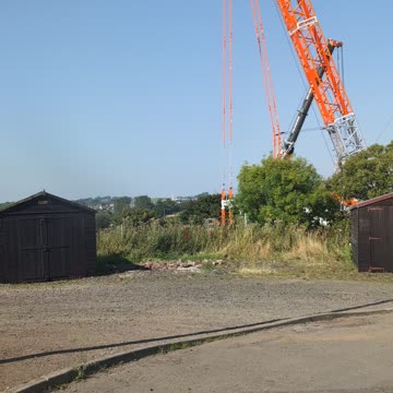 The methilhill footbridge Crane Cameron Bridge station Scotland September 6th 2024