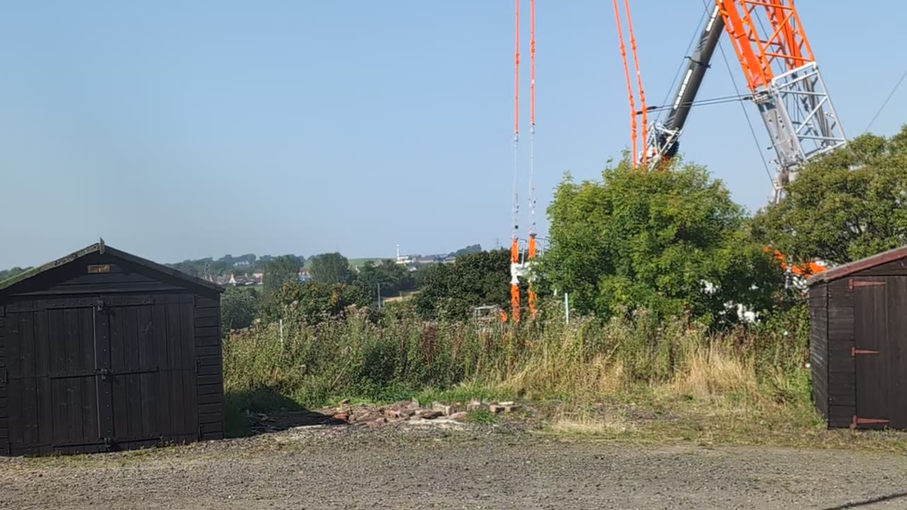 The methilhill footbridge Crane Cameron Bridge station Scotland September 6th 2024