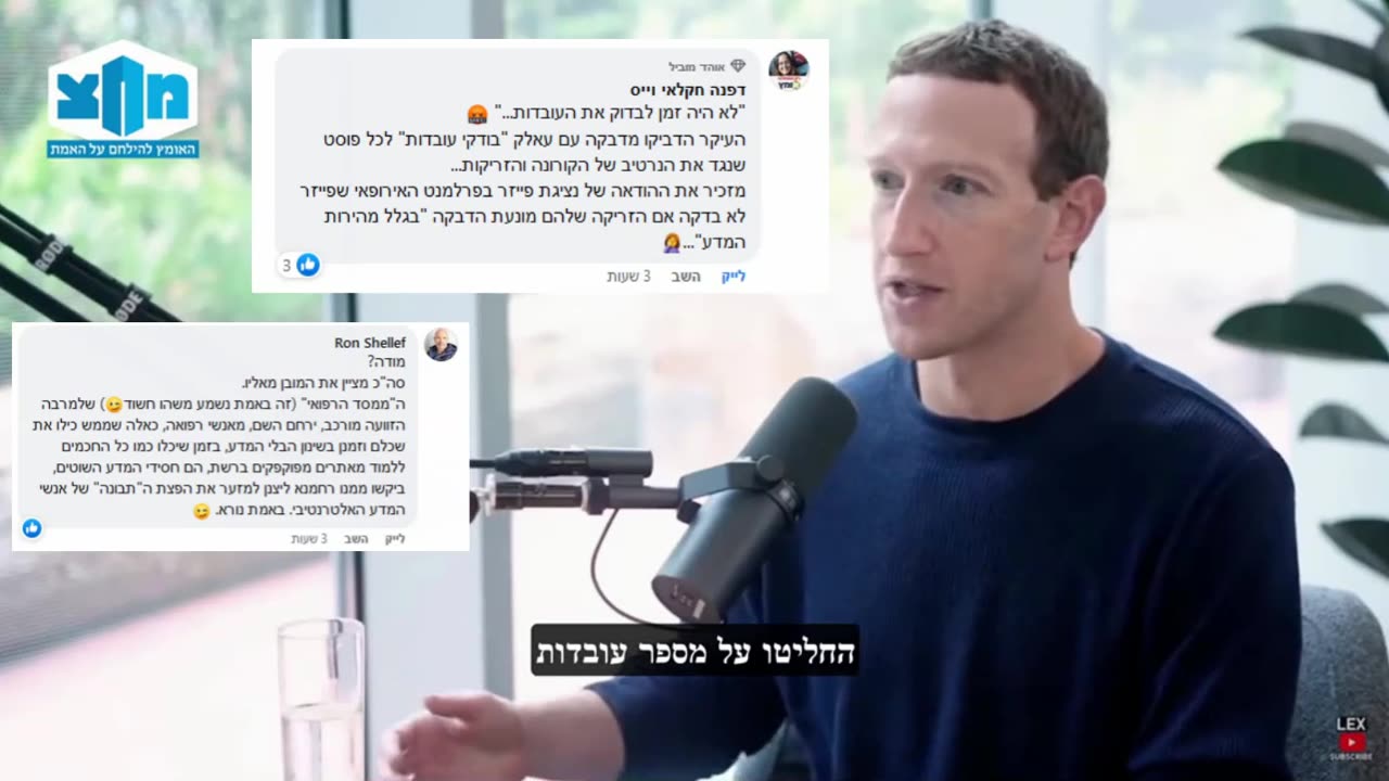 מארק צוקרברג מודה בראיון כי הממסד הרפואי ביקש ממנו להשתיק דעות שסתרו את הנראטיב לגבי הקורונה שלאחר מכן הן התגלו כנכונות