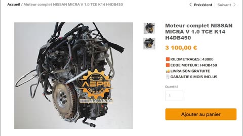 Moteur complet NISSAN MICRA V 1.0 TCE K14 H4DB450