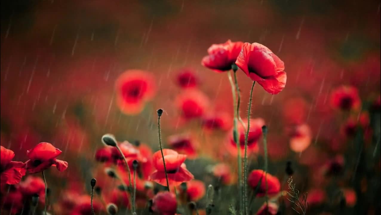 Relaxing piano music with rain sounds calming sleep music with background flowers