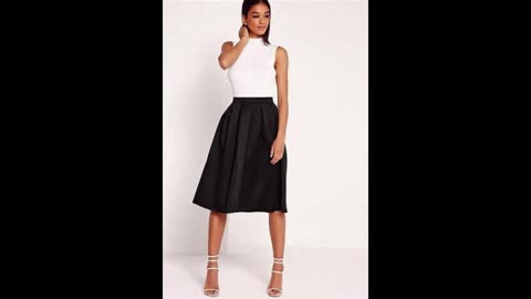 Black Satin Midi Skirt