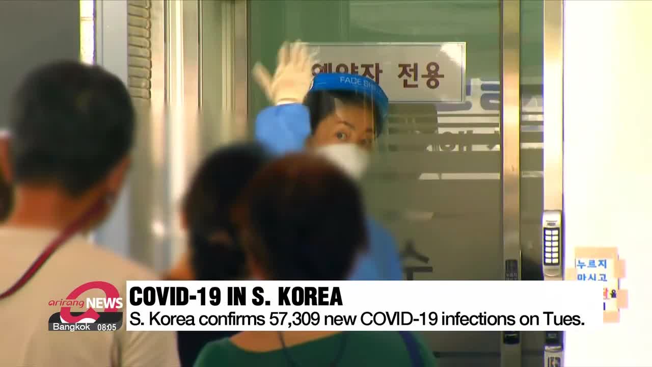 S. Korea confirms 57,309 new COVID-19 infections on Tuesday