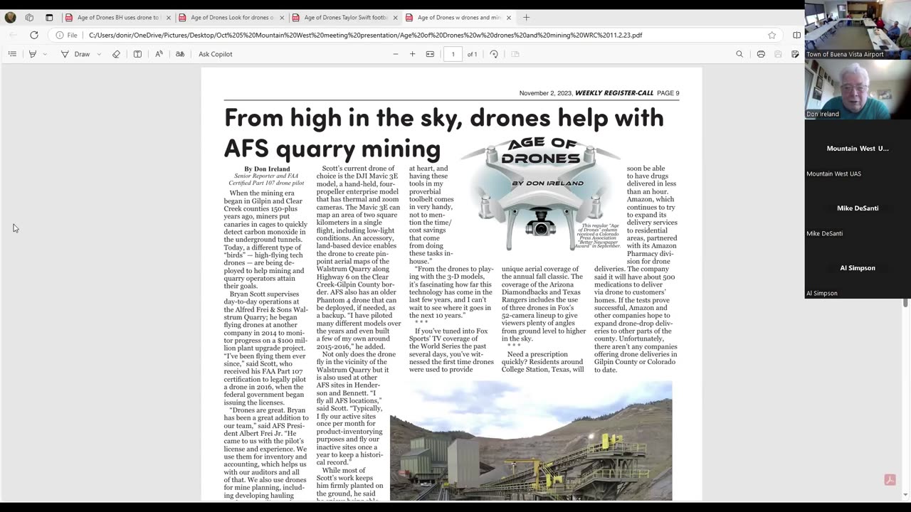 MWUAS Monthly Meeting 2024-10-5 - Drones and Journalism