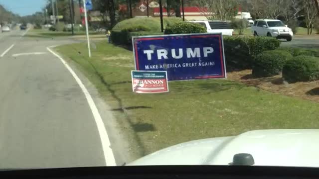 Jeep Runs Over Trump Sign