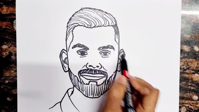 Easyyyy Virat Kohli Drawing from Marker Pen