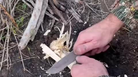 Making bread 🥖 on a stick #breadstick #survivalskill